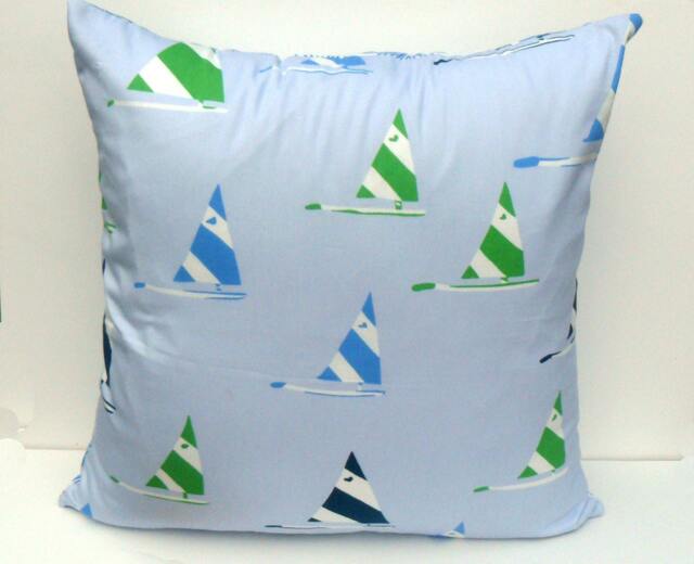 Sailboat in Sky & Firecrackers Blue Or Turquoise 20x20 - image 1