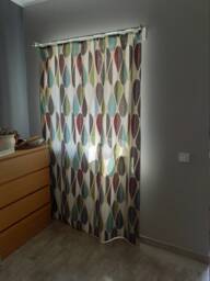 Curtain Panel Beige Red Green Grey Teal Leaves Abstract Modern Decor Cafe Curtain Kitchen Valance , Runner Napkins Available, Great Gift - thumbnail 1