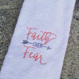 Inspirational Cotton Hand Towel Faith Over Fear Gym Towel - thumbnail 4
