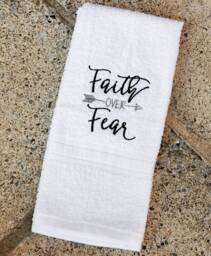 Inspirational Cotton Hand Towel Faith Over Fear Gym Towel - thumbnail 1
