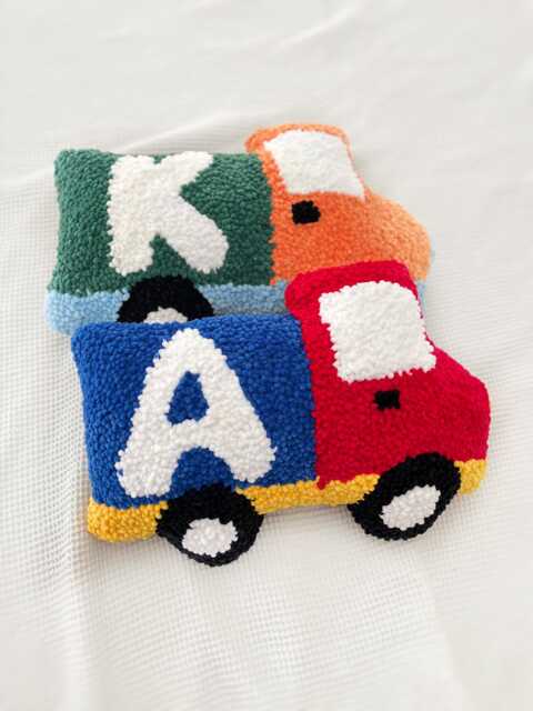 Personalized Truck Pillow Kids Room & Nursery Decor Handmade Tufted Alphabet Cushion Toddler Gift - image 1
