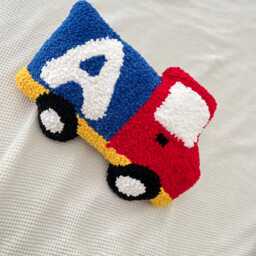 Personalized Truck Pillow Kids Room & Nursery Decor Handmade Tufted Alphabet Cushion Toddler Gift - thumbnail 4