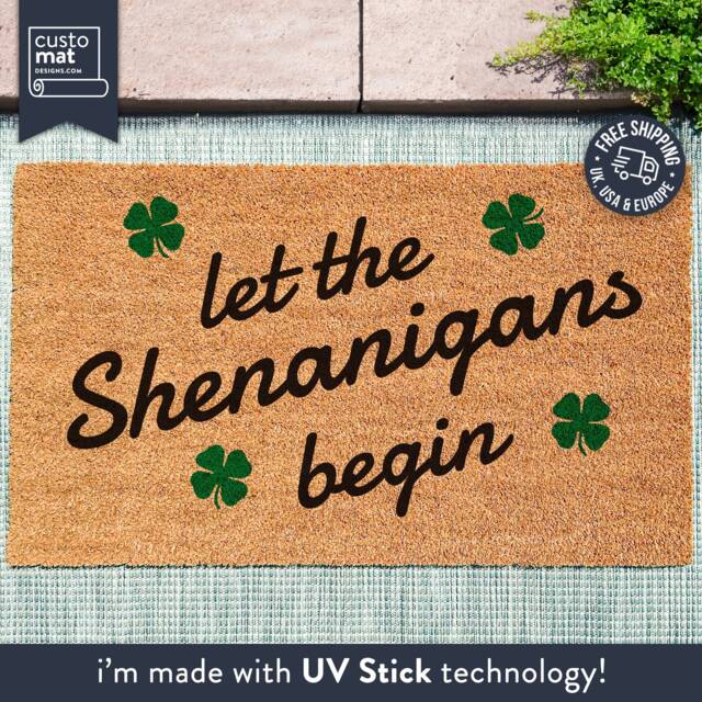 St. Patrick's Day Doormat - Housewarming Gift Door Mat Lucky Shamrock Custom Welcome St Paddys - image 1