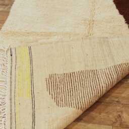 Handwoven Wool Moroccan Rug - Beni Ourain, Geometric Ivory Carpet - thumbnail 4