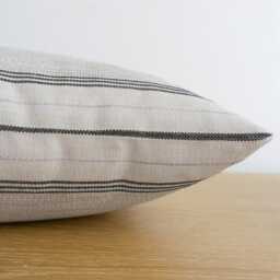 Vintage Grain Sack - Striped Linen Pillow Cover, Textured Cream & Black Farmhouse Hackner Home - thumbnail 3