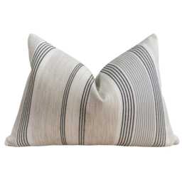 Vintage Grain Sack - Striped Linen Pillow Cover, Textured Cream & Black Farmhouse Hackner Home - thumbnail 2