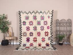 Vintage Beni Ourain Rug, Soft Wool Moroccan Rug 6x8 Ft - thumbnail 1