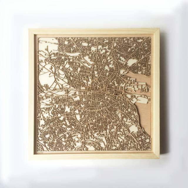 Dublin Wooden Map Art - Laser Cut City Streets, Framed 3D Wall Decor - image 1