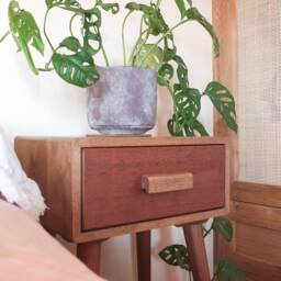 Oak Bedside Table Mid Century Modern Nightstand, Drawer, Single, Pair, Handmade - thumbnail 2