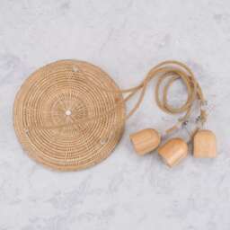 Rattan Triple Pendant Light Canopy - Rope & Wood, White, Black, Hardwired - thumbnail 1