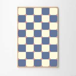 Blue Checkered Heart Shaped Love Art Canvas Poster, Trendy Wall Art, Apartment Aesthetic Decor, Retro Home Printed Gift - thumbnail 2