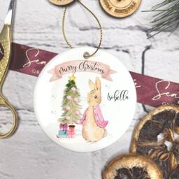 Personalised Christmas Ornament, Keepsake, Hanging Decoration, Gift, Bunny Rabbit Ornament - thumbnail 2