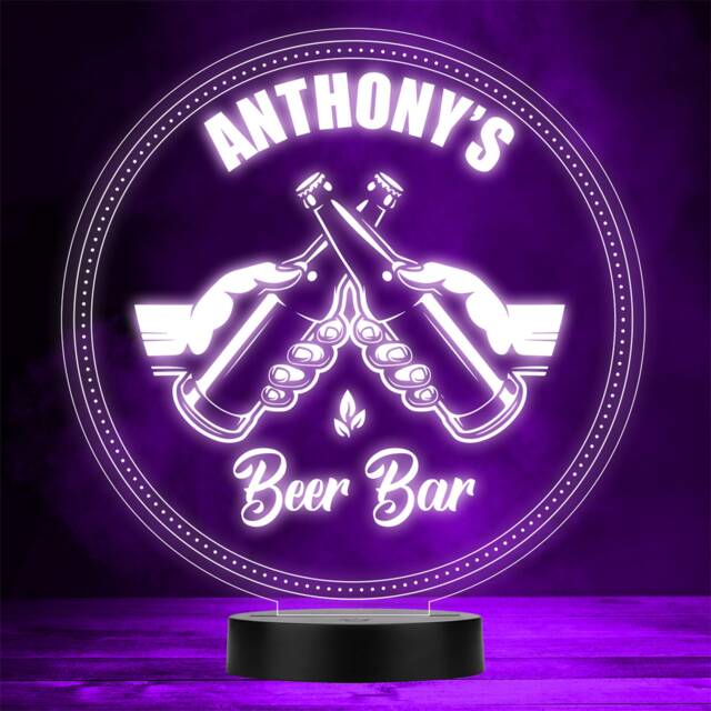 Beer Lager Bottles Clinking Drinker Home Bar Man Cave Colour Change Night Light - image 1