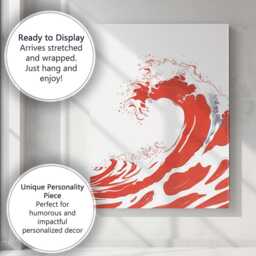 Abstract Red Ocean Wave Splash Coastal Illustration Canvas Wall Art Print Decor Picture Ready To Hang - thumbnail 3