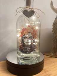 Sugar Skull Girl Light Up Bottle, Bottle Lamp With Gift Messaging Service & Bag