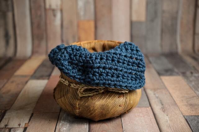Chunky Denim Blue Baby Blanket Newborn Photography Prop - image 1