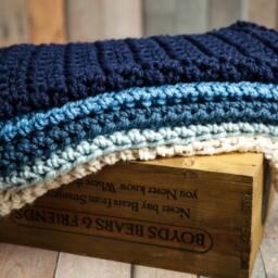Chunky Denim Blue Baby Blanket Newborn Photography Prop - thumbnail 3