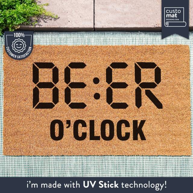 Beer O Clock Welcome Mat - Funny Custom Doormats Fathers Day Personalized Gift For Dad Gifts Guys Doormat Outdoor - image 1