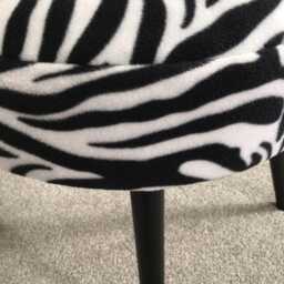 Handmade Zebra Print Footstool - Round Ottoman With Black Metal Legs - thumbnail 3