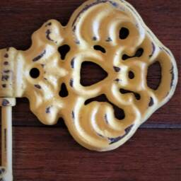 Vintage Key Holder Rack Distressed Lemon Yellow, Shabby Chic Wall Decor - thumbnail 2
