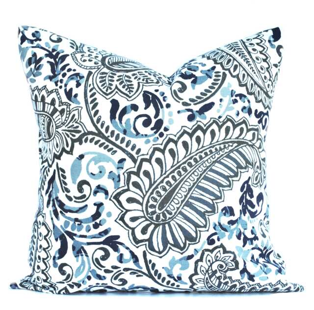 One Paisley Pillow Cover, Home Decor, Decorative Pillow, Throw Premier Prints, Blue Pillow, Navy