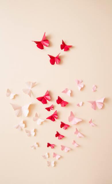 Pink Ombre Butterfly Heart Nursery Wall Decor, Paper Butterflies - image 1