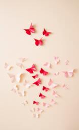 Pink Ombre Butterfly Heart Nursery Wall Decor, Paper Butterflies - thumbnail 1
