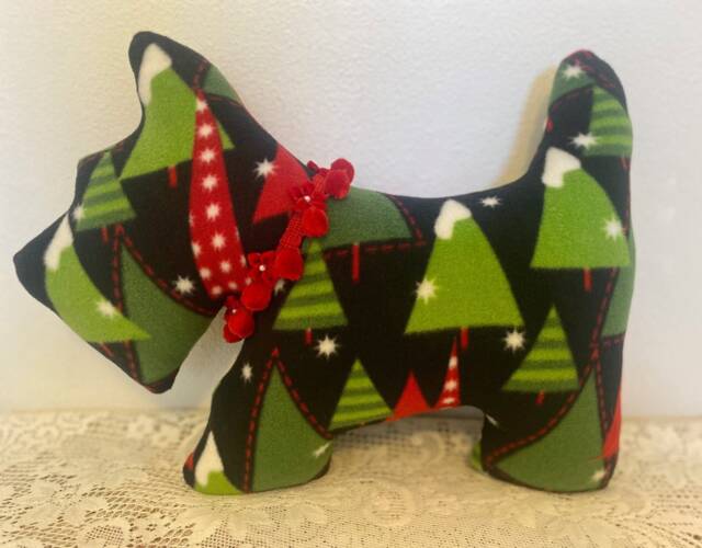 Ho-Ho-Ho Scottie Pillow/stuffed Animal - Handmade - image 1