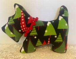 Ho-Ho-Ho Scottie Pillow/stuffed Animal - Handmade - thumbnail 1