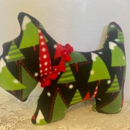 Ho-Ho-Ho Scottie Pillow/stuffed Animal - Handmade - thumbnail 3