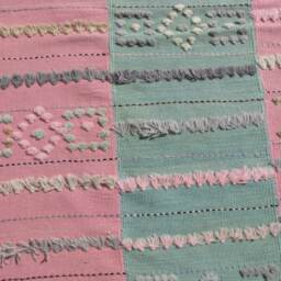 Pink Turkish Kilim Rug, Anatolian Wool Bohemian Decor - 6.1x9.4 Ft - thumbnail 4