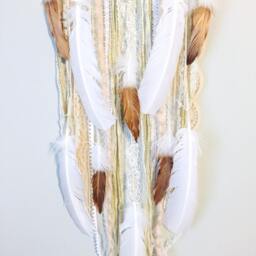 Boho Floral Dreamcatcher, Nursery Wall Hanging, Cream & Gold - thumbnail 4