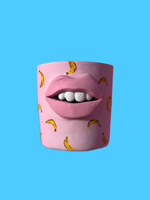 Quirky Banana Print Pot With Mouth - image 1