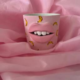 Quirky Banana Print Pot With Mouth - thumbnail 3