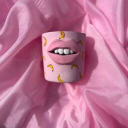 Quirky Banana Print Pot With Mouth - thumbnail 2