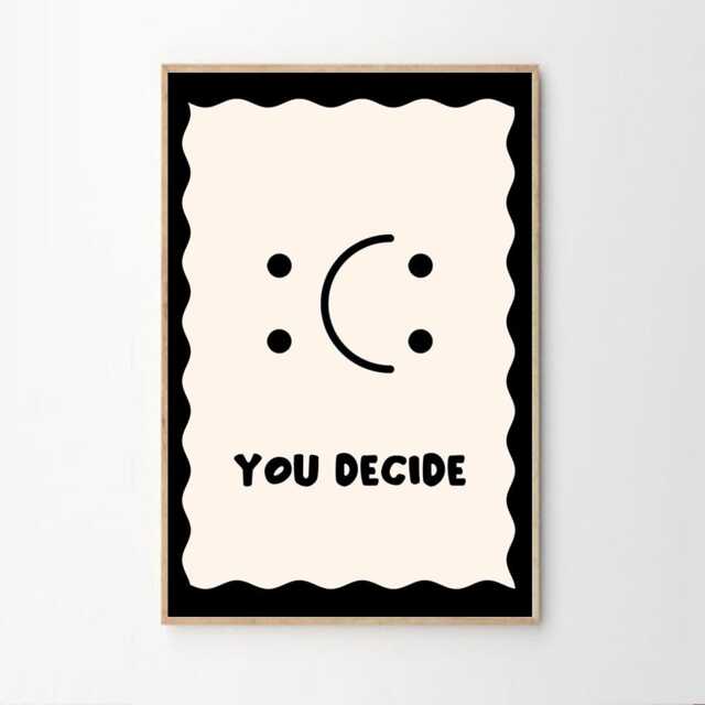 You Decide Smile Art Canvas Poster, Trendy Wall Art, Apartment Aesthetic Decor, Retro Home Printed Gift - image 1