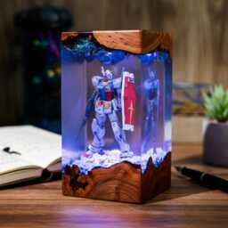 Preorder Gu.nd.am Resin Art Lamp - Handcrafted Mecha Diorama Night Light Unique Anime Lover Gift Desk Decor Collectible - thumbnail 1