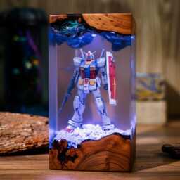Preorder Gu.nd.am Resin Art Lamp - Handcrafted Mecha Diorama Night Light Unique Anime Lover Gift Desk Decor Collectible - thumbnail 2