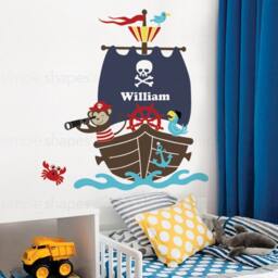 Pirate Monkey Ship Wall Decal Personalized Nursery Decor - thumbnail 2