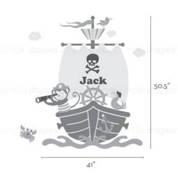 Pirate Monkey Ship Wall Decal Personalized Nursery Decor - thumbnail 3