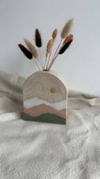 Hand Made Ceramic Vase - Arch Slab Landscape Pattern 14cm Tall One Of A Kind - thumbnail 1