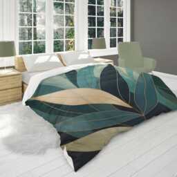 Dark Green Modern Abstract Comforter Moody Nature Bedding, Cozy Home D??cor Gift, King Queen Twin Size #005 - thumbnail 2