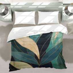 Dark Green Modern Abstract Comforter Moody Nature Bedding, Cozy Home D??cor Gift, King Queen Twin Size #005 - thumbnail 3