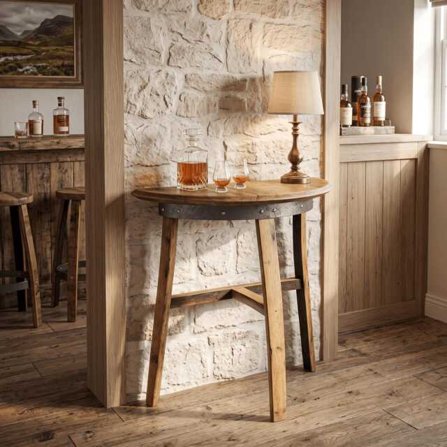 Whiskey Barrel Stave Console Table - Reclaimed Wood Hallway & Entryway - image 1