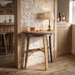 Whiskey Barrel Stave Console Table - Reclaimed Wood Hallway & Entryway - thumbnail 1