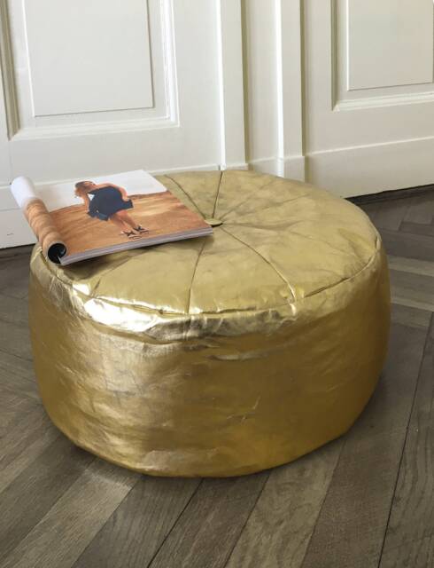 Washable Paper Pouf, Cushion, Seat Yoga Meditation Vegan Leather, Metallic Paper, Ecofriendly, Stool - image 1