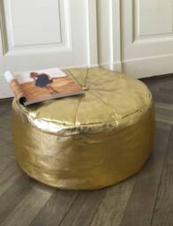 Washable Paper Pouf, Cushion, Seat Yoga Meditation Vegan Leather, Metallic Paper, Ecofriendly, Stool - thumbnail 1