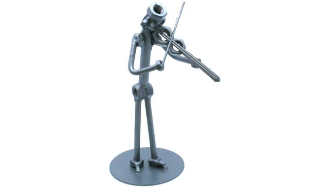 Violinist Gift Nuts & Bolts Metal Sculpture, Handmade Ornament Figurine, Musician Present Scrap Art Welded Figurine - image 1