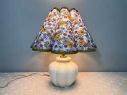 Floral Petal Table Lamp Rustic Ceramic Base Bedside Light - thumbnail 1