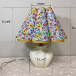 Floral Petal Table Lamp Rustic Ceramic Base Bedside Light - thumbnail 3